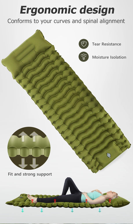 Single Camping Mattress Ultralight Inflatable Built-in Air Pump outdoor equipment  