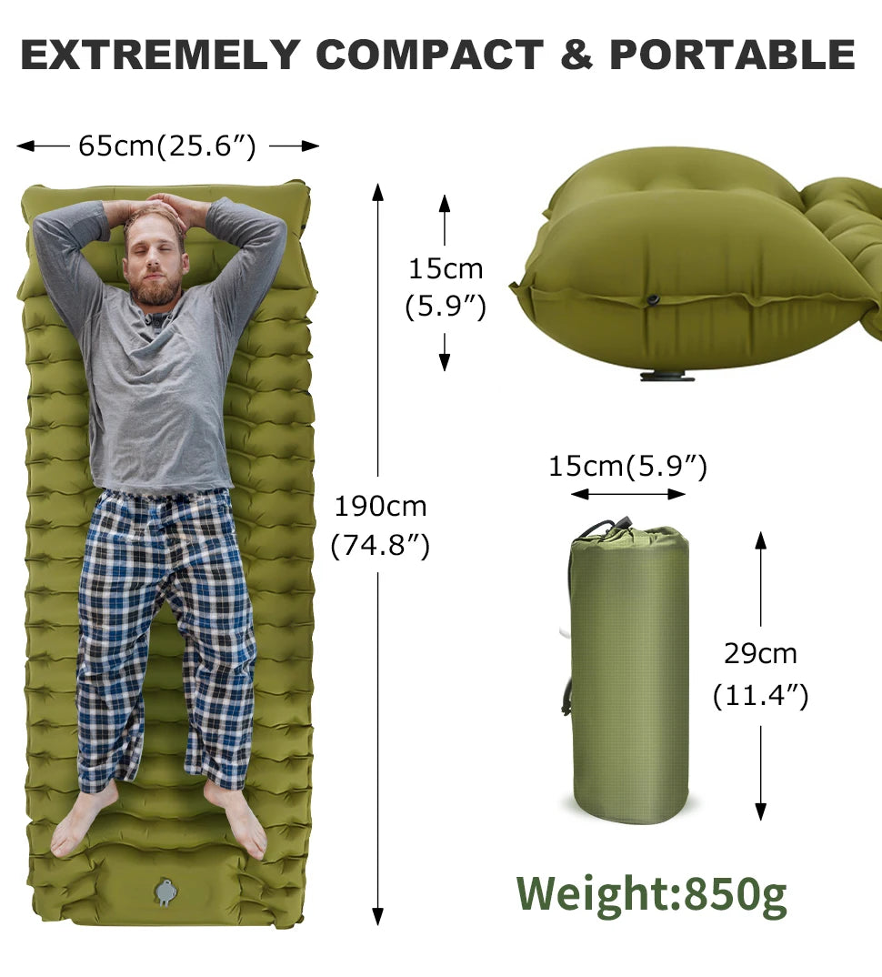 Single Camping Mattress Ultralight Inflatable Built-in Air Pump outdoor equipment  
