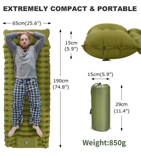 Single Camping Mattress Ultralight Inflatable Built-in Air Pump outdoor equipment  