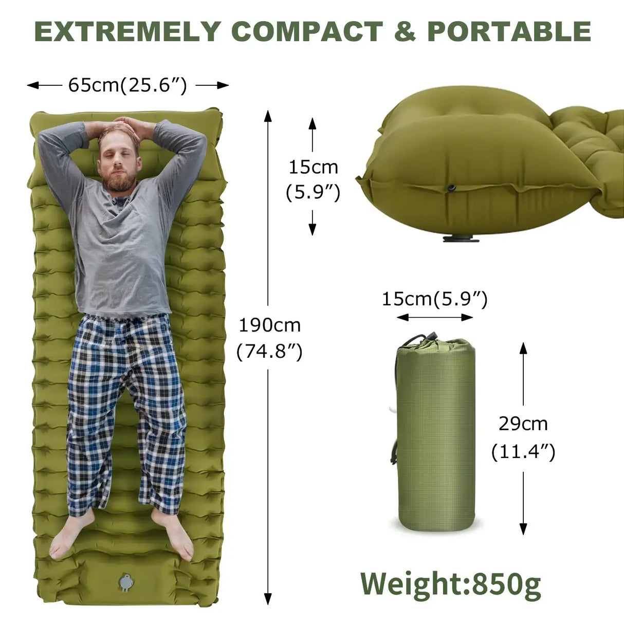 Single Camping Mattress Ultralight Inflatable Built-in Air Pump outdoor equipment  
