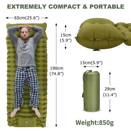Single Camping Mattress Ultralight Inflatable Built-in Air Pump outdoor equipment  