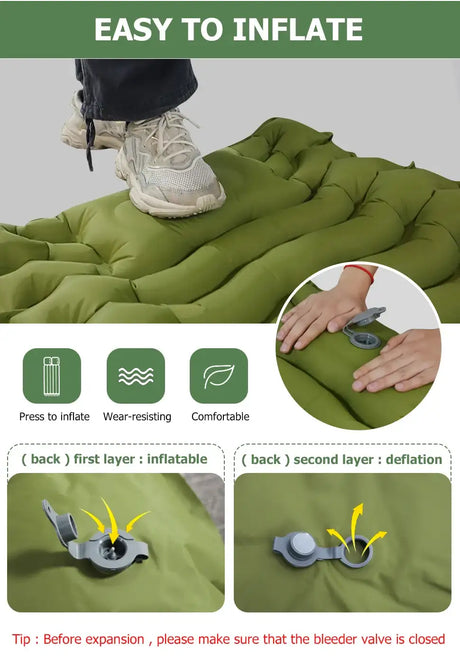 Single Camping Mattress Ultralight Inflatable Built-in Air Pump outdoor equipment  