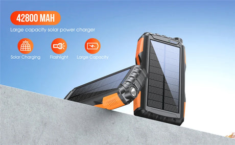 Solar Power Bank 42800mAh Waterproof Portable Charger Powerbank solar power  