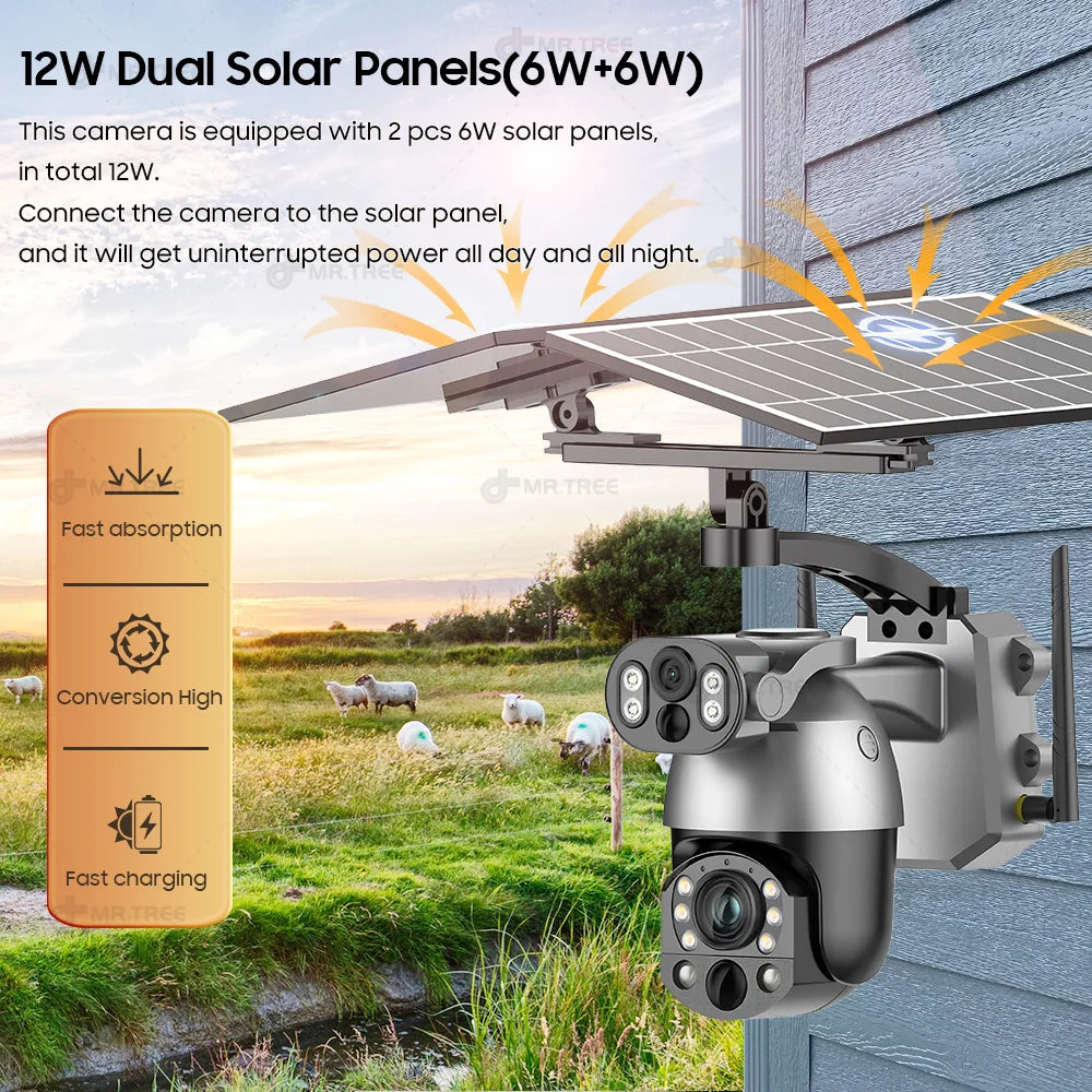 Solar Security Camera WIFI Human Tracking 50X Optical Zoom security systems  