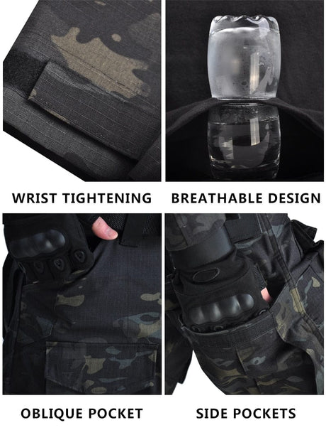 Tactical Uniform Pants and Shirt with Pads Outdoor Clothing  