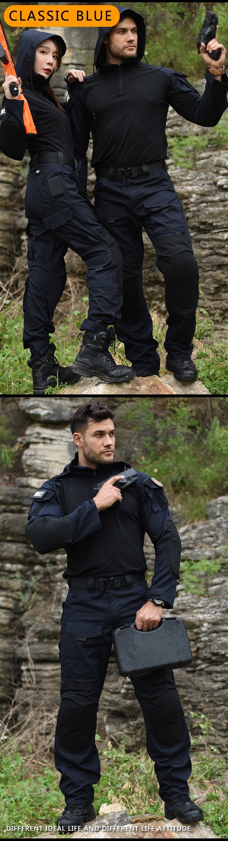 Tactical Uniform Pants and Shirt with Pads Outdoor Clothing  