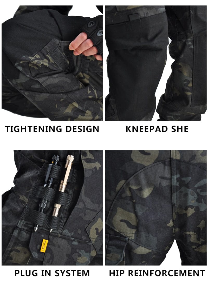 Tactical Uniform Pants and Shirt with Pads Outdoor Clothing  