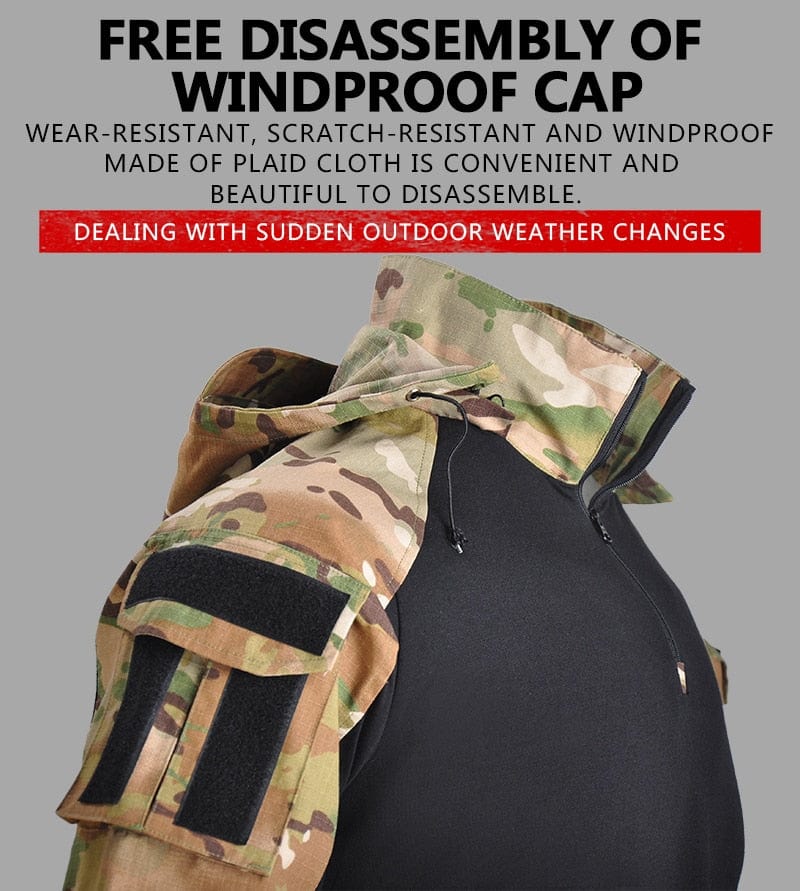 Tactical Uniform Pants and Shirt with Pads Outdoor Clothing  
