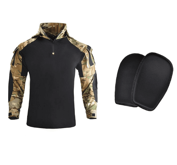 Tactical Uniform Pants and Shirt with Pads Outdoor Clothing  