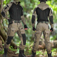 Tactical Uniform Pants and Shirt with Pads Outdoor Clothing  