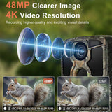 Trail Camera Wi-Fi 4K 48MP Night Vision 0.05s Motion Activated Security Cameras  