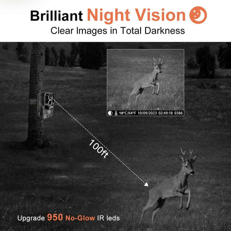 Trail Camera Wi-Fi 4K 48MP Night Vision 0.05s Motion Activated Security Cameras  