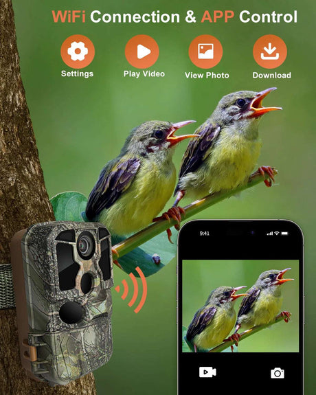 Trail Camera Wi-Fi 4K 48MP Night Vision 0.05s Motion Activated Security Cameras  