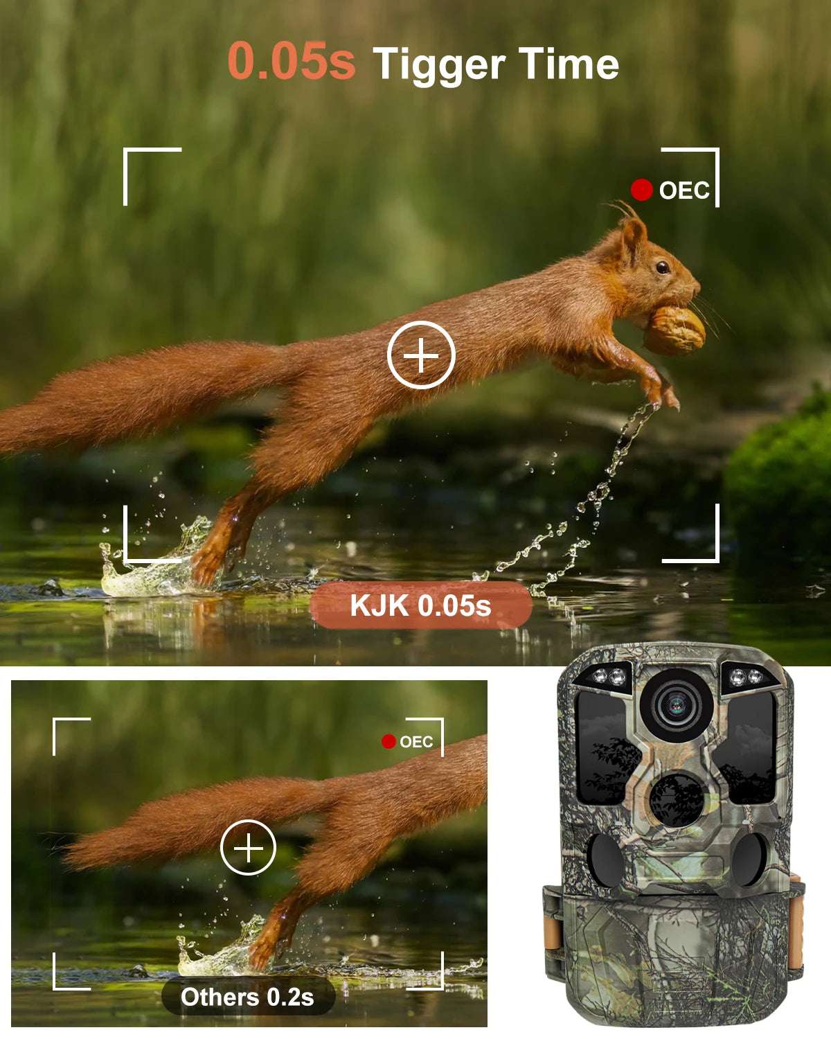 Trail Camera Wi-Fi 4K 48MP Night Vision 0.05s Motion Activated Security Cameras  