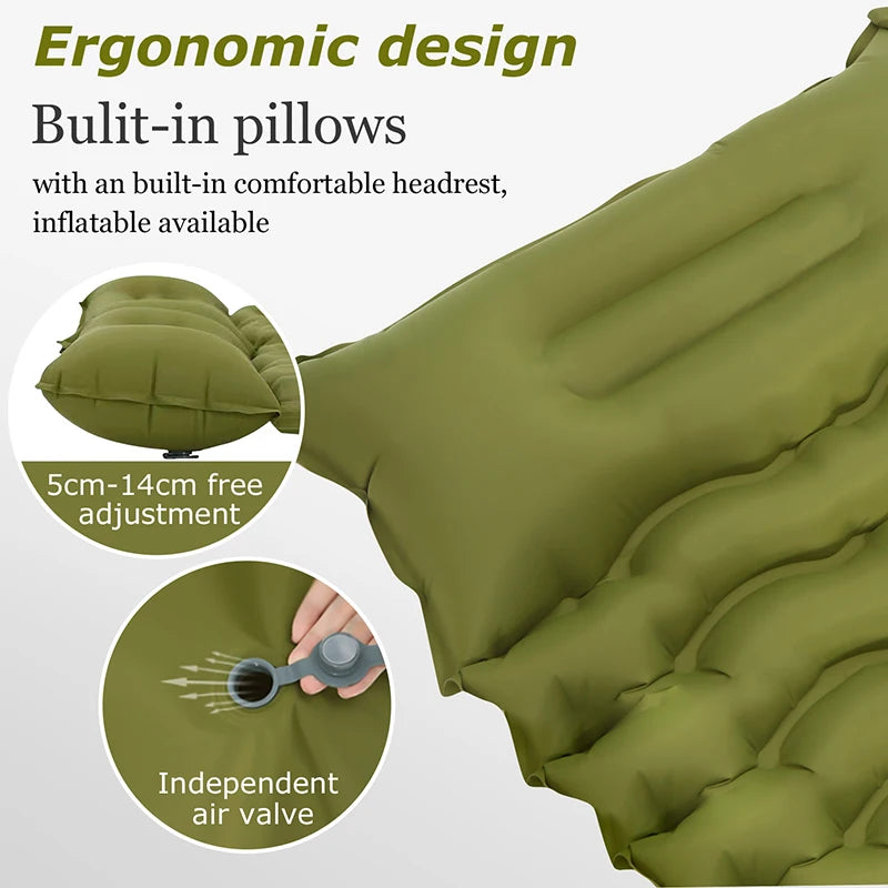 Ultra-Light Self-Inflating Double Mattress with Pillow Air Bed Camping Equipment  