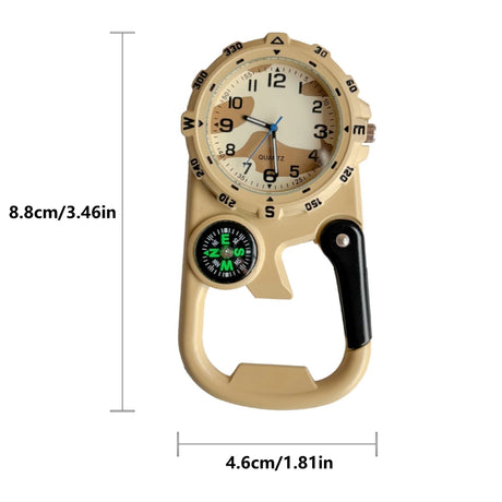 Versatile Carabineer Compass Watch Traditional Quartz Optics  