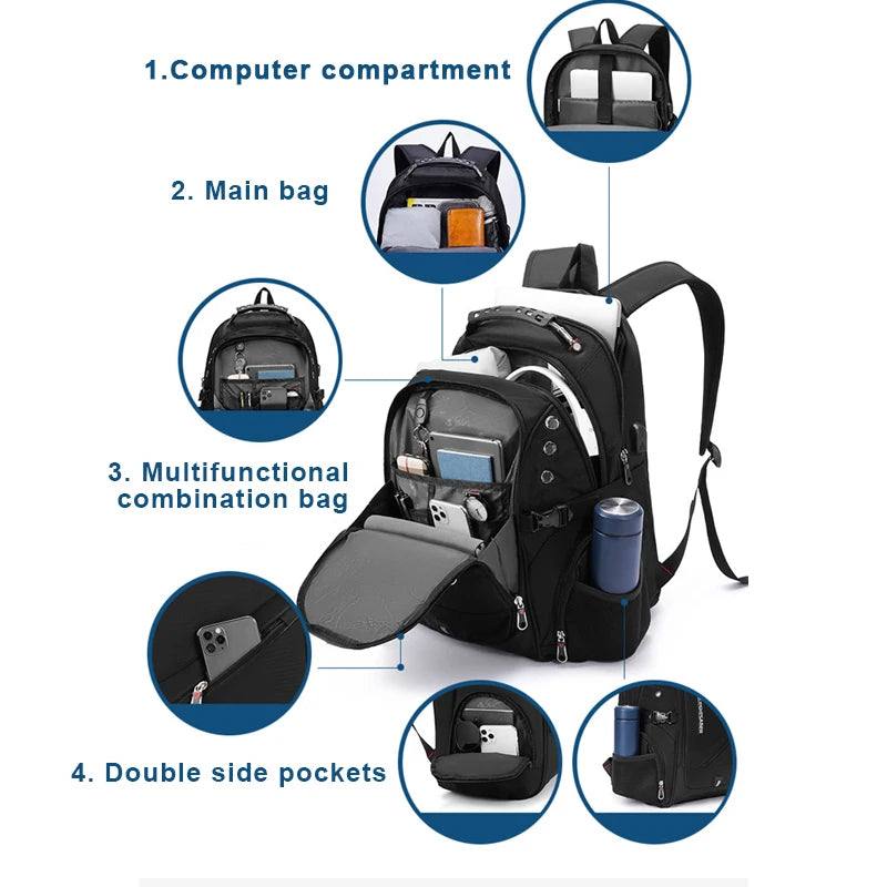Waterproof 17/20 Inch Laptop Backpack Anti theft BackPacks  
