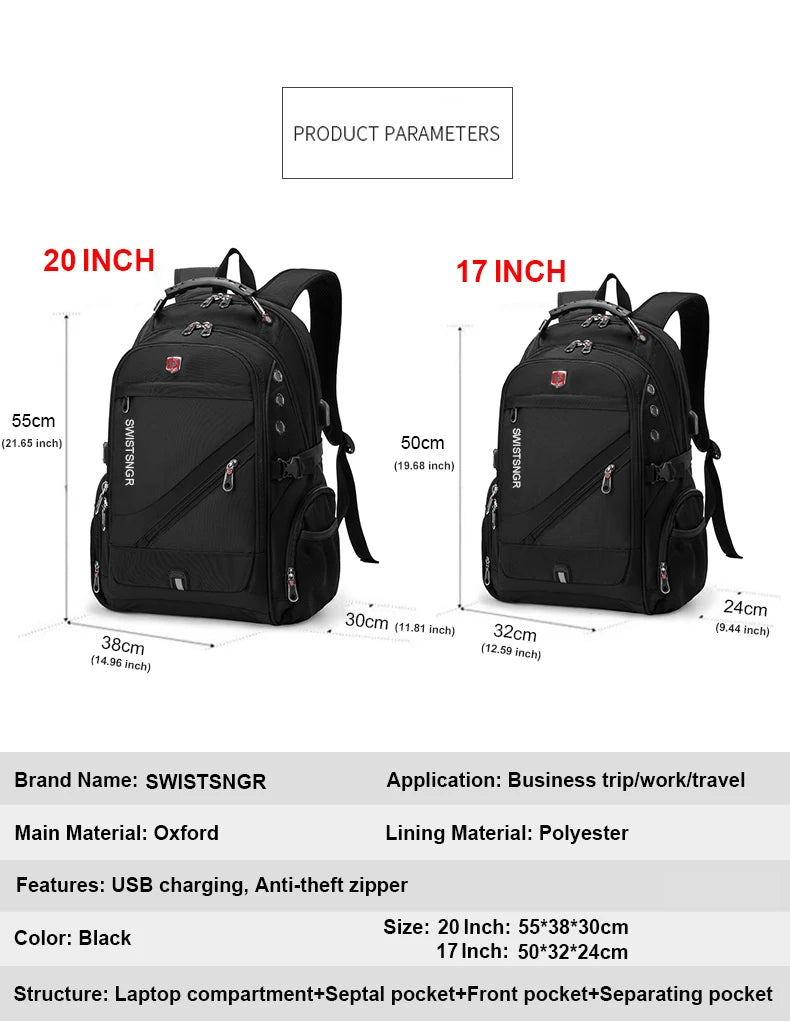 Waterproof 17/20 Inch Laptop Backpack Anti theft BackPacks  