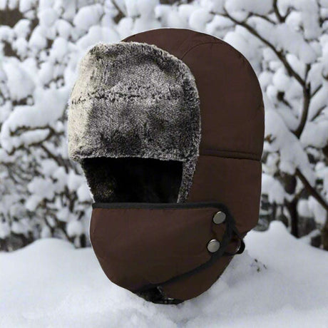 Winter Warm & Windproof Mask Pilot Hat Wool Beany Thermal & Wool Beanies  