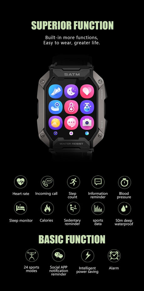 5ATM FC20 Ultra Smart Watch Carbon Watchs  