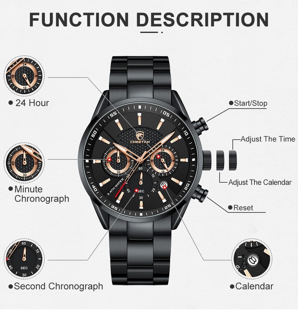 CHEETAH 1613G Casual Sport Chronograph Watch Quartz Smart Watches  