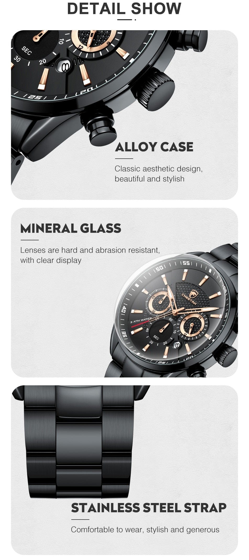 CHEETAH 1613G Casual Sport Chronograph Watch Quartz Smart Watches  