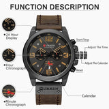 CURREN 8314 Waterproof Sport Watch Genuine Leather Smart Watches  