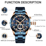 CURREN 8355 Luxury Sports Quartz Waterproof Watchs  