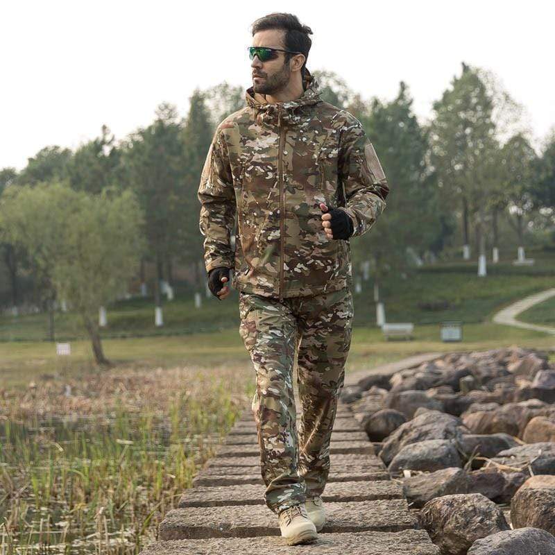 Camouflage Hooded Fleece + Pants Combo jackets  
