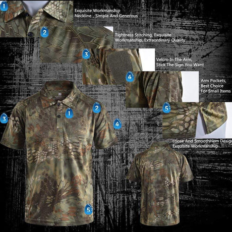 Camouflage Polo Shirt 'Fast Dry' tacticle clothing  