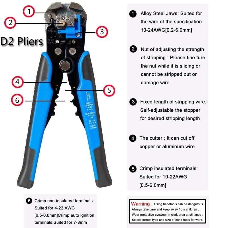 Crimper Cable Cutter Wire Stripper 0.2-6.0mm electrical supplys  
