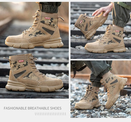 Impact Proof Outdoor Mens Tan Work Boots Adventure Footware  