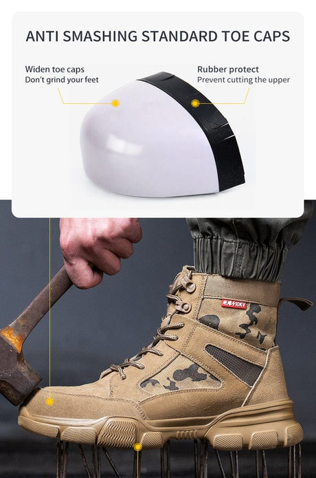 Impact Proof Outdoor Mens Tan Work Boots Adventure Footware  