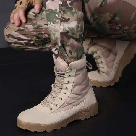 Mens Tactical Boots Breathable Leather & Mesh army surplus  