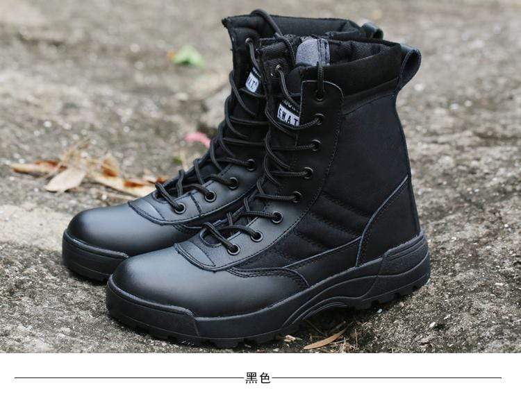 Mens Tactical Boots Breathable Leather & Mesh Adventure Footwear  