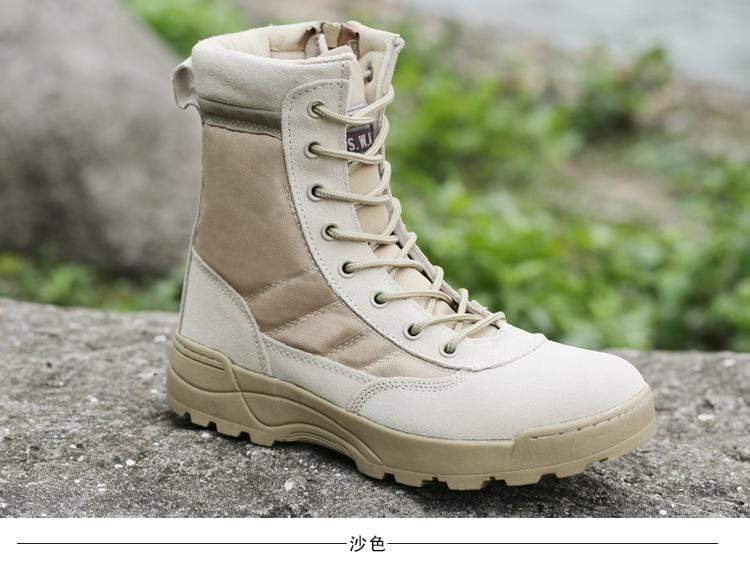 Mens Tactical Boots Breathable Leather & Mesh Adventure Footwear  