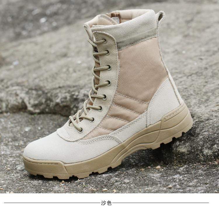 Mens Tactical Boots Breathable Leather & Mesh Adventure Footwear  