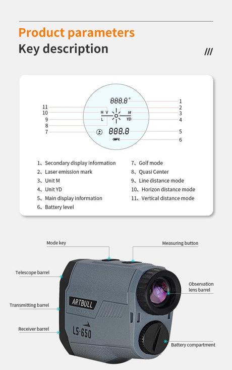 Precision Laser Rangefinder 1000m Optics  